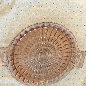 Depression Glass cake serving plate PINK GLASS VTG